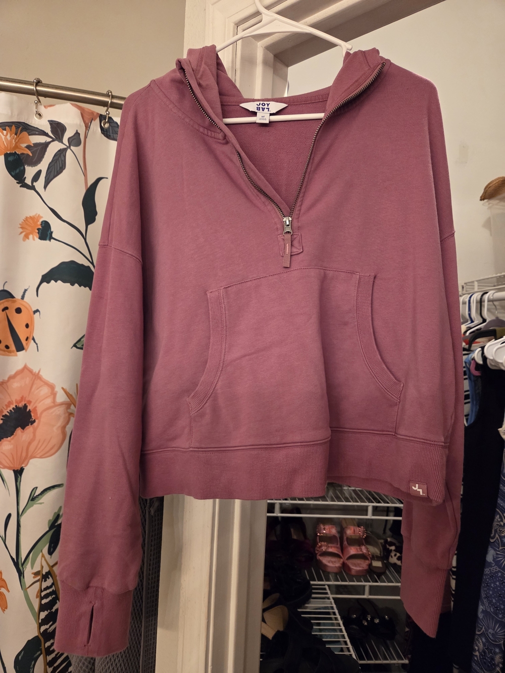 JoyLab Dusty Mauve Half-Zip Hoodie